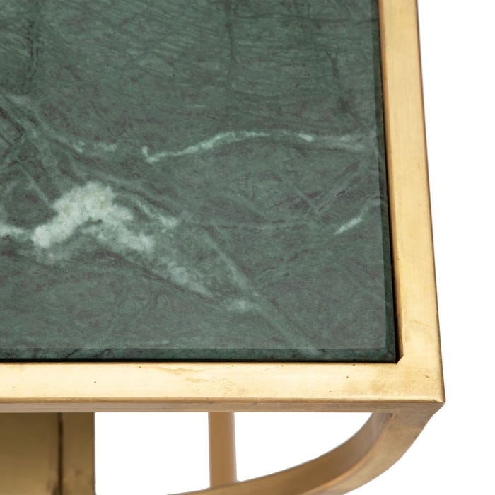 Green Marble and gold side Table