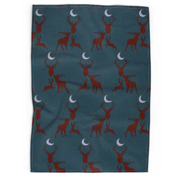Stag Night Tea Towel in Rut