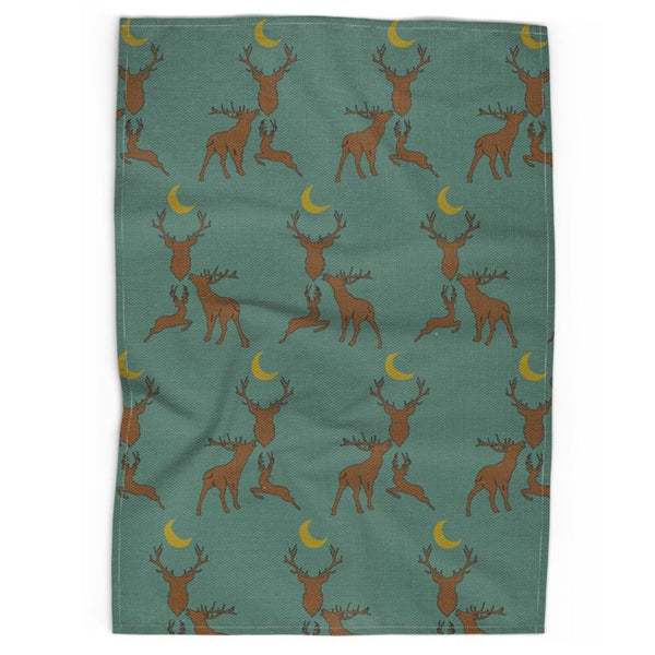 Stag Night Tea Towel in Fawn