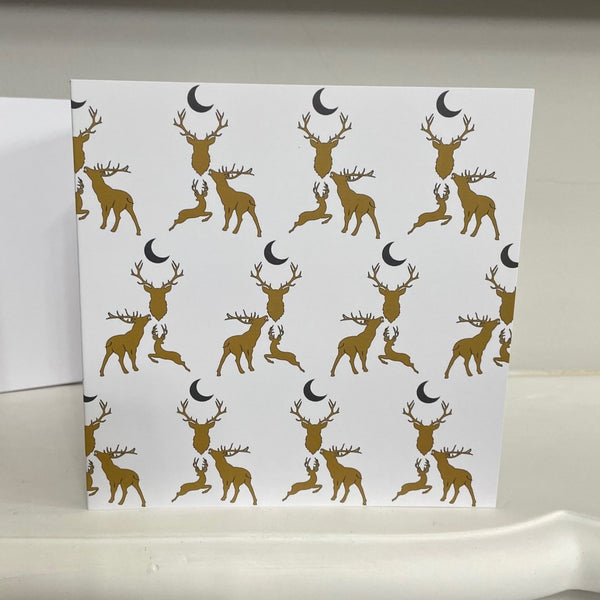 stag night greeting card blank card with stags deer and moon 