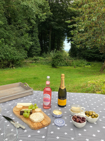 Cheese board outside at Sussex cottage Fleur ward