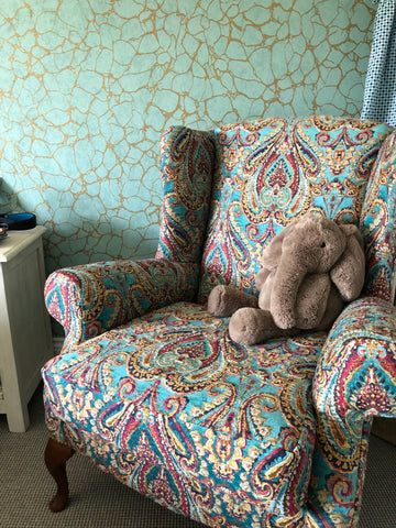 Bedroom chair in mulberry fabric Fleur ward