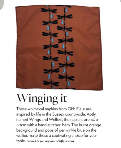 Wings and wellies napkins by OhhFleur