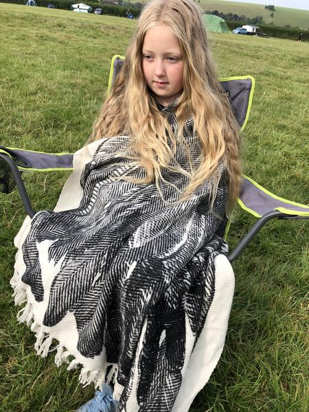 wool blanket with feather motif ohhfleur