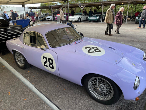 Goodwood members day. lilac vintage sports car