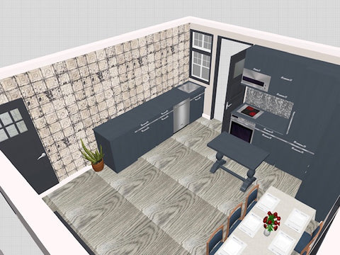 render showing kitchen layout fleur ward interior design