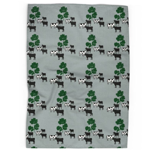 Cow Parsley Tea Towel in Willow