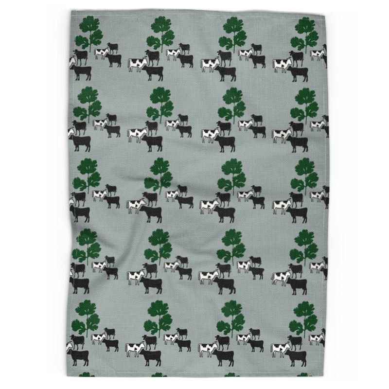 Cow Parsley Tea Towel in Willow